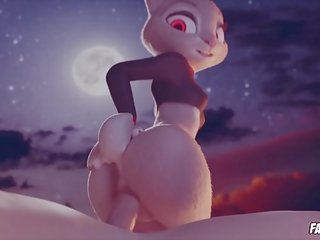 Grand fesses judy hopps obtient son cul pilé par énorme pénis &vert; 3d x évalué film dessin animé