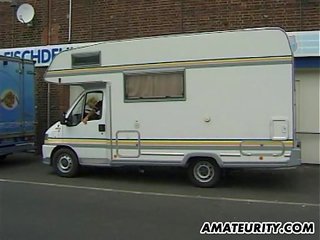 Amateur lassie hardcore threesome in a camping car